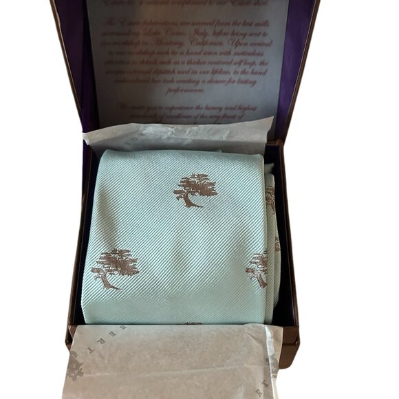 Robert Talbott Best of Class Necktie Men's Light Blue Silk Designer Trees - Picture 5 of 6